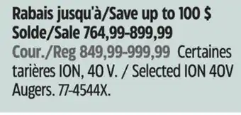 Canadian Tire Ion selected ion 40v augers offer