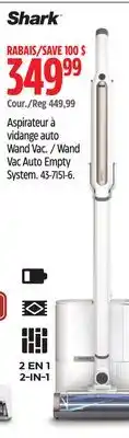 Canadian Tire Shark wand vac auto empty system stick vacuum offer