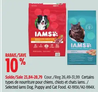 Canadian Tire Selected iams dog, puppy and cat food offer