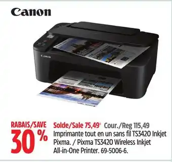 Canadian Tire Canon pixma ts3420 wireless inkjet all-in-one printer offer