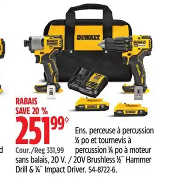 Canadian Tire Dewalt 20v brushless 1/2 hammer drill & 1/4 impact driver offer