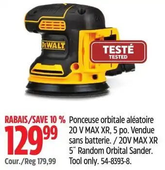 Canadian Tire Dewalt 20v max xr 5˝ random orbital sander offer