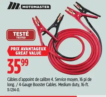 Canadian Tire 4-gauge booster cables medium duty, 16-ft offer