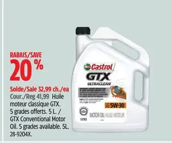 Canadian Tire Castrol gtx conventional motor oil offer