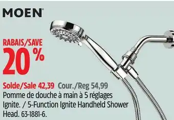 Canadian Tire Moen 5-function ignite handheld shower head offer