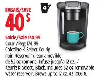 Canadian Tire Keurig k-select, black offer