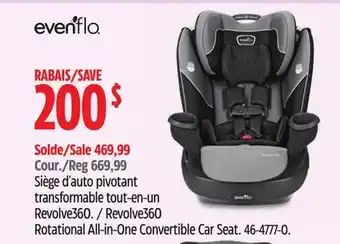 Canadian Tire Evenflo revolve360 rotational all-in-one convertible car seat offer