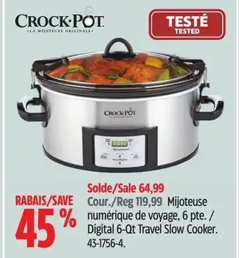 Canadian Tire Crock-pot digital 6-qt travel slow cooker offer