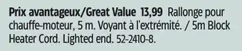 Canadian Tire Noma 5m block heater cord offer