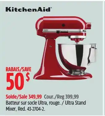 Canadian Tire Kitchenaid ultra stand mixer, red offer