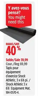 Canadian Tire Shock athletic 3 x 61⁄2' equipment mat offer