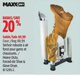 Canadian Tire Maxxdry heavy-duty, forced-air shoe & glove dryer offer
