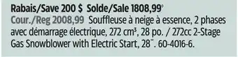Canadian Tire Troy-bilt 272cc 2-stage gas snowblower with electric start, 28˝ offer