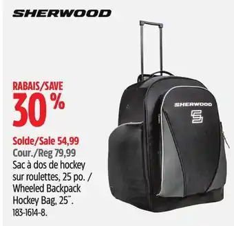 Canadian Tire Sherwood wheeled backpack hockey bag, 25˝ offer