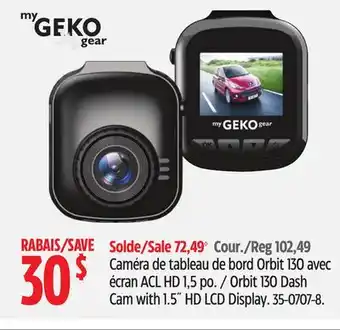 Canadian Tire Mygekogear orbit 130 dash cam with 1.5 hd lcd display offer