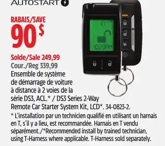 Canadian Tire Autostart ds3 series 2-way remote car starter system kit, lcd offer