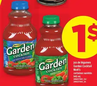Maxi Jus de légumes garden cocktail mott's, 945 ml offer