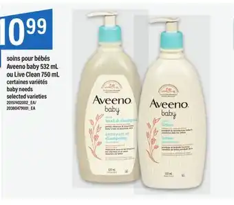 Maxi Soins pour bébés aveeno baby 532 ml ou live clean 750 ml offer