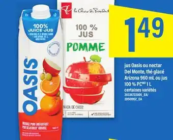 Maxi Jus oasis ou nectar del monte, thé glacé arizona 960 ml ou jus 100 % pc l offer