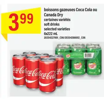 Maxi Boissons gazeuses coca cola ou canada dry, 6x222 ml offer