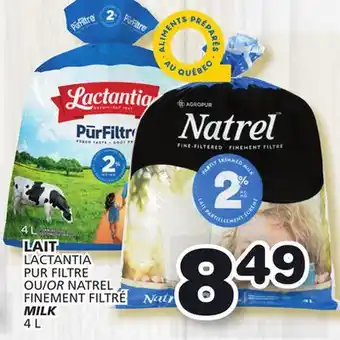 Marches Tradition Lactantia pur filtre or natrel finement filtré milk offer