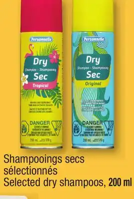 Jean Coutu Personnelle selected dry shampoos offer