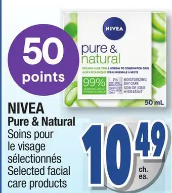 Jean Coutu Nivea pure & natural selected facial care products offer