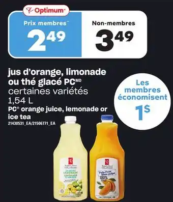 Provigo Jus d'orange, limonade ou thé glacé pc, 1,54 l offer