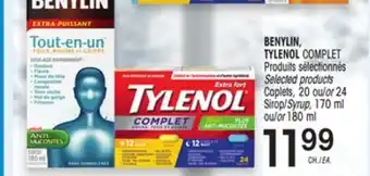 Uniprix Benylin, tylenol complet produits sélectionnés/selected products caplets, sirop/syrup offer