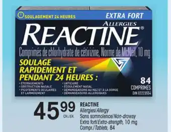 Uniprix Reactine allergies/allergy sans somnolence/non-drowsy extra fort/extra-strength, 10 mg compr./tablets offer