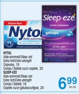 Uniprix Nytol aide-sommeil/sleep aid extra fort/extra-strength capsules, compr./tablets ou/or caplets, sleep-eze aide-sommeil/sleep a offer