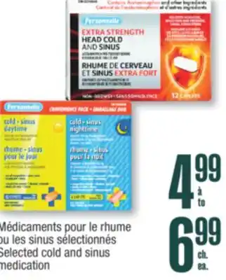 Jean Coutu Personnelle selected cold and sinus medication offer