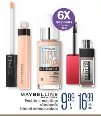 Jean Coutu Maybelline new york selected makeup products offer