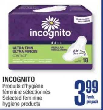 Jean Coutu Incognito selected feminine hygiene products offer