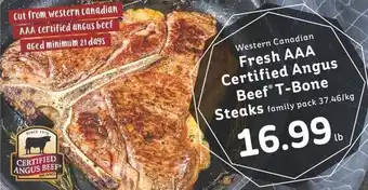 IGA Western Canadian Fresh AAA Certified Angus Beef T-Bone Steaks offer