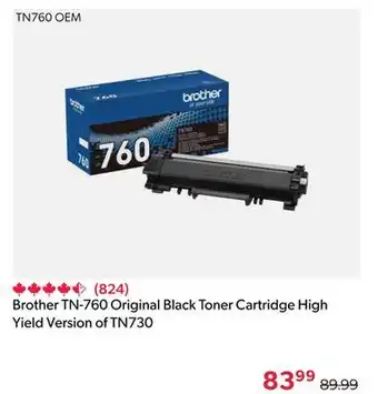 Shopper+ Brother tn-760 original black toner cartridge high yield version of tn730 offer