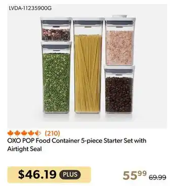 Shopper+ Oxo pop food container 5-piece starter set with airtight seal offer