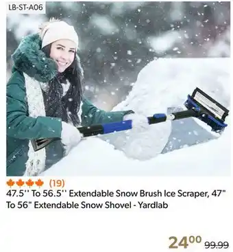 Shopper+ 47.5 to 56.5 extendable snow brush ice scraper, 47 to 56 extendable snow shovel - yardlab offer
