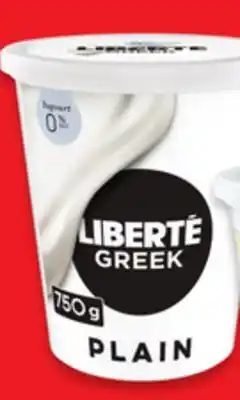 Walmart Liberté greek 650 g - 750 g yogurt offer