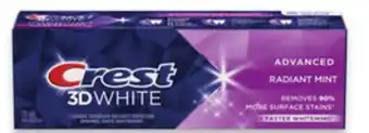 Walmart Crest 3d white toothpaste 70 ml - 115 ml offer