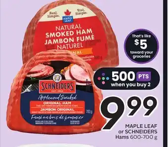 Sobeys Maple leaf or schneiders hams offer