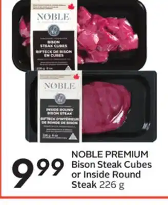 Sobeys Bison steak cubes or inside round steak offer