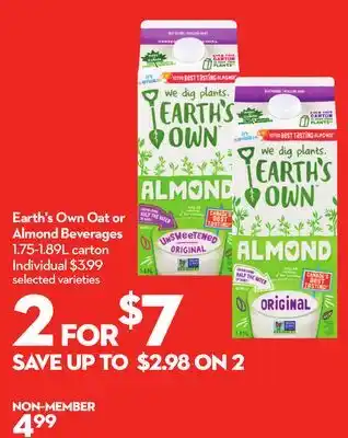Longo's Earth's own oat or almond beverages offer