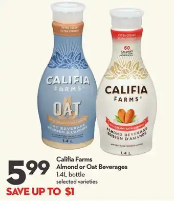 Longo's Califia farms almond or oat beverages offer
