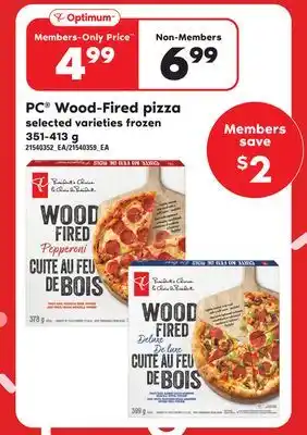 Loblaws Pc wood-fired pizza, 351-413 g offer
