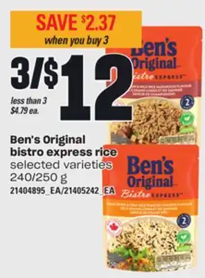 Loblaws Ben's original bistro express rice, 240/250 g offer