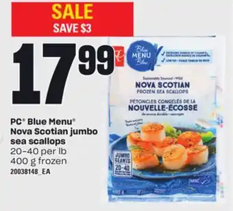 Loblaws Pc blue menu nova scotian jumbo sea scallops, 20-40 per lb, 400 g offer