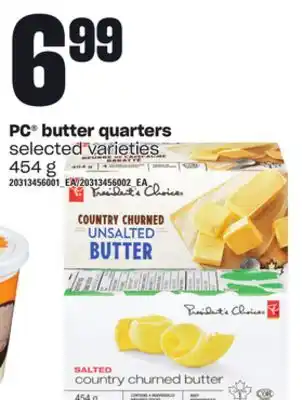 Loblaws Pc butter quarters, 454 g offer