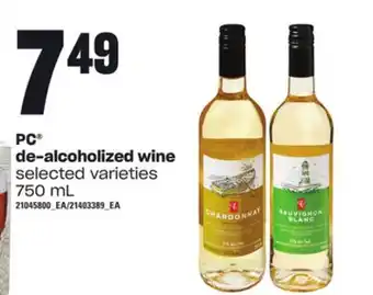 Loblaws Pc de-alcoholized wine, 750 ml offer
