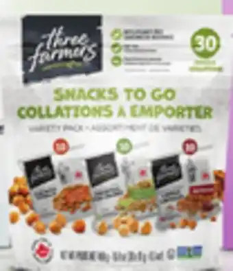 Loblaws Three farmers snacks to go variety, 30x15 g offer